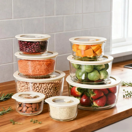 8-Piece Round Glass Food Storage Set