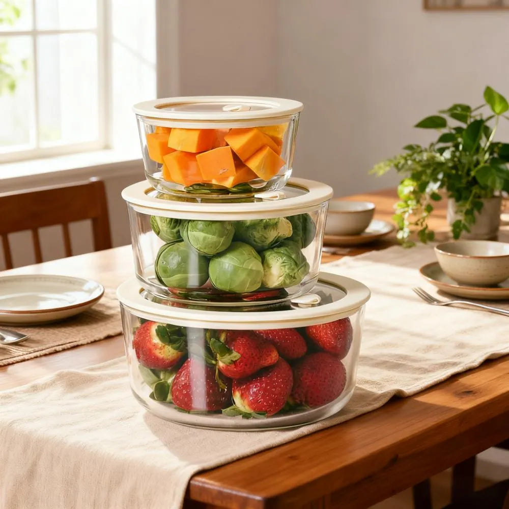 8-Piece Round Glass Food Storage Set