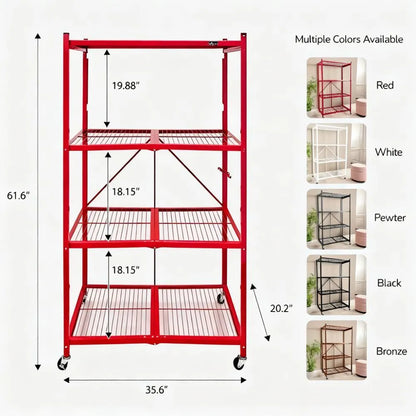 🔥BUY 2 GET 2 FREE + BONUS GIFT！4-Tier Foldable Storage Rack with Wheels