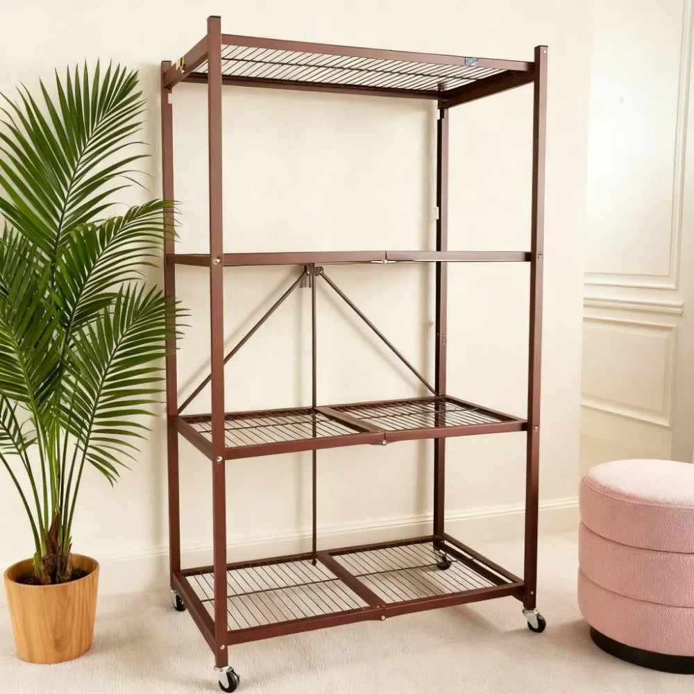 🔥BUY 2 GET 2 FREE + BONUS GIFT！4-Tier Foldable Storage Rack with Wheels
