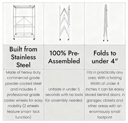 🔥BUY 2 GET 2 FREE + BONUS GIFT！4-Tier Foldable Storage Rack with Wheels