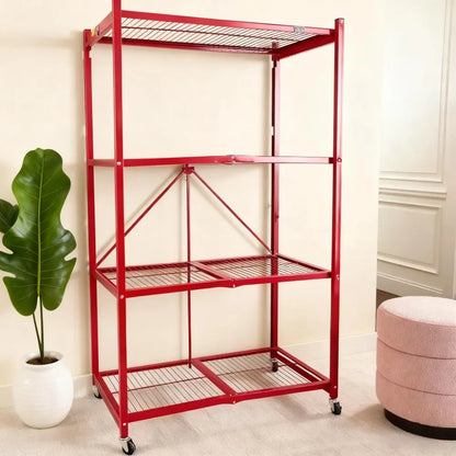 🔥BUY 2 GET 2 FREE + BONUS GIFT！4-Tier Foldable Storage Rack with Wheels