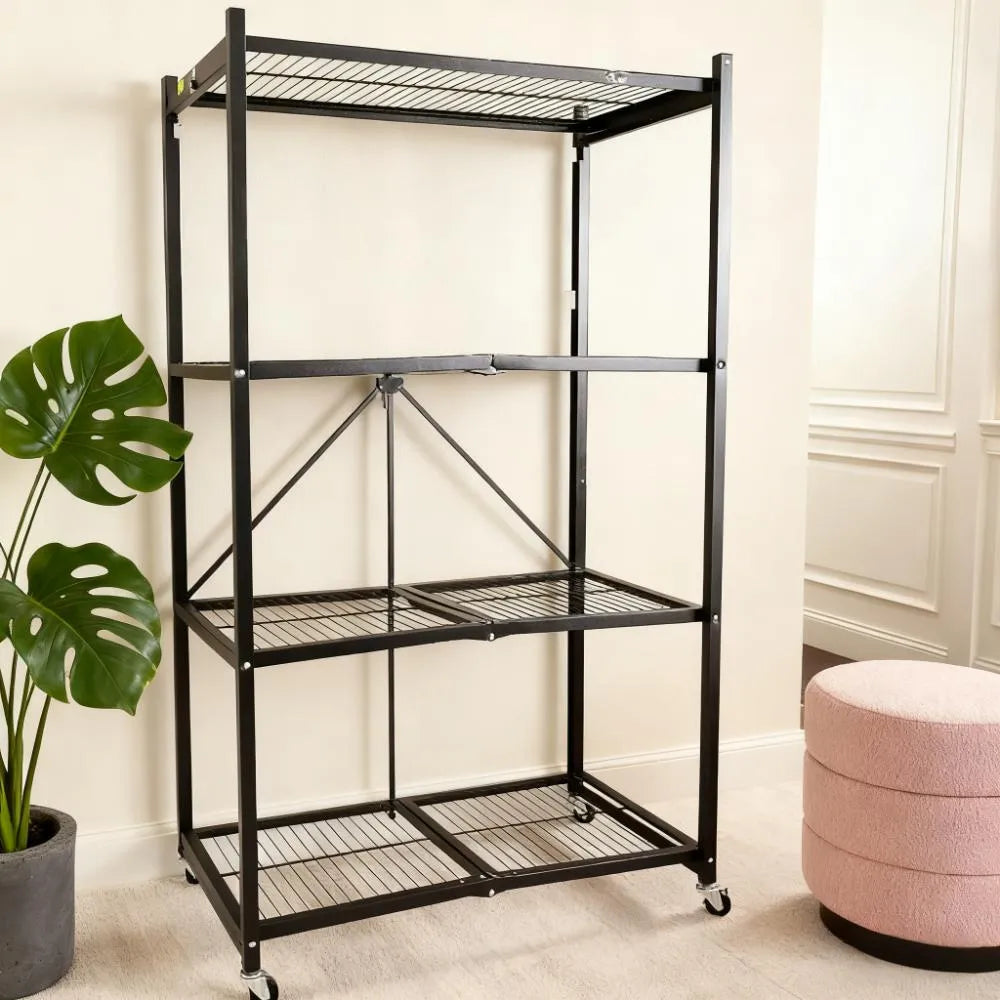 🔥BUY 2 GET 2 FREE + BONUS GIFT！4-Tier Foldable Storage Rack with Wheels