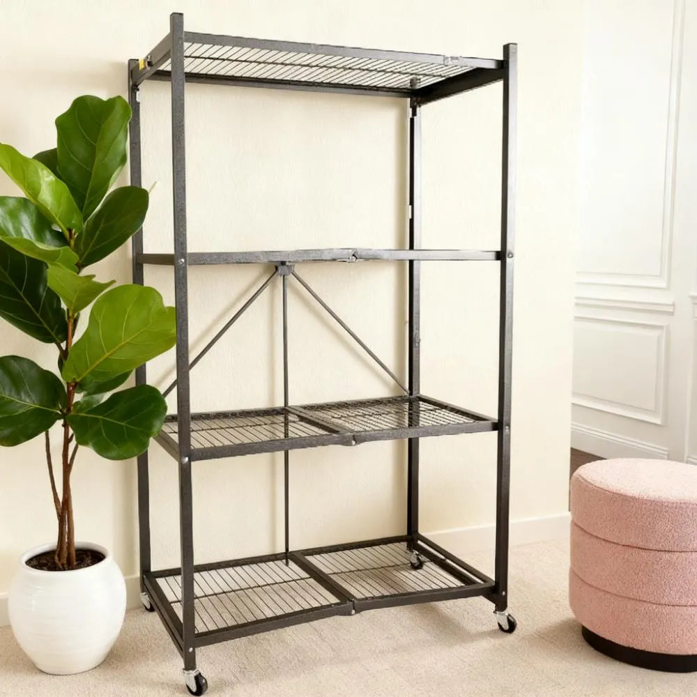 🔥BUY 2 GET 2 FREE + BONUS GIFT！4-Tier Foldable Storage Rack with Wheels