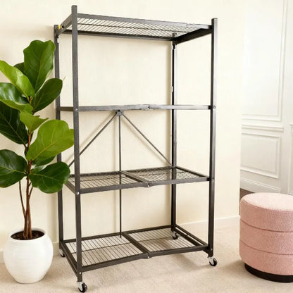 🔥BUY 2 GET 2 FREE + BONUS GIFT！4-Tier Foldable Storage Rack with Wheels